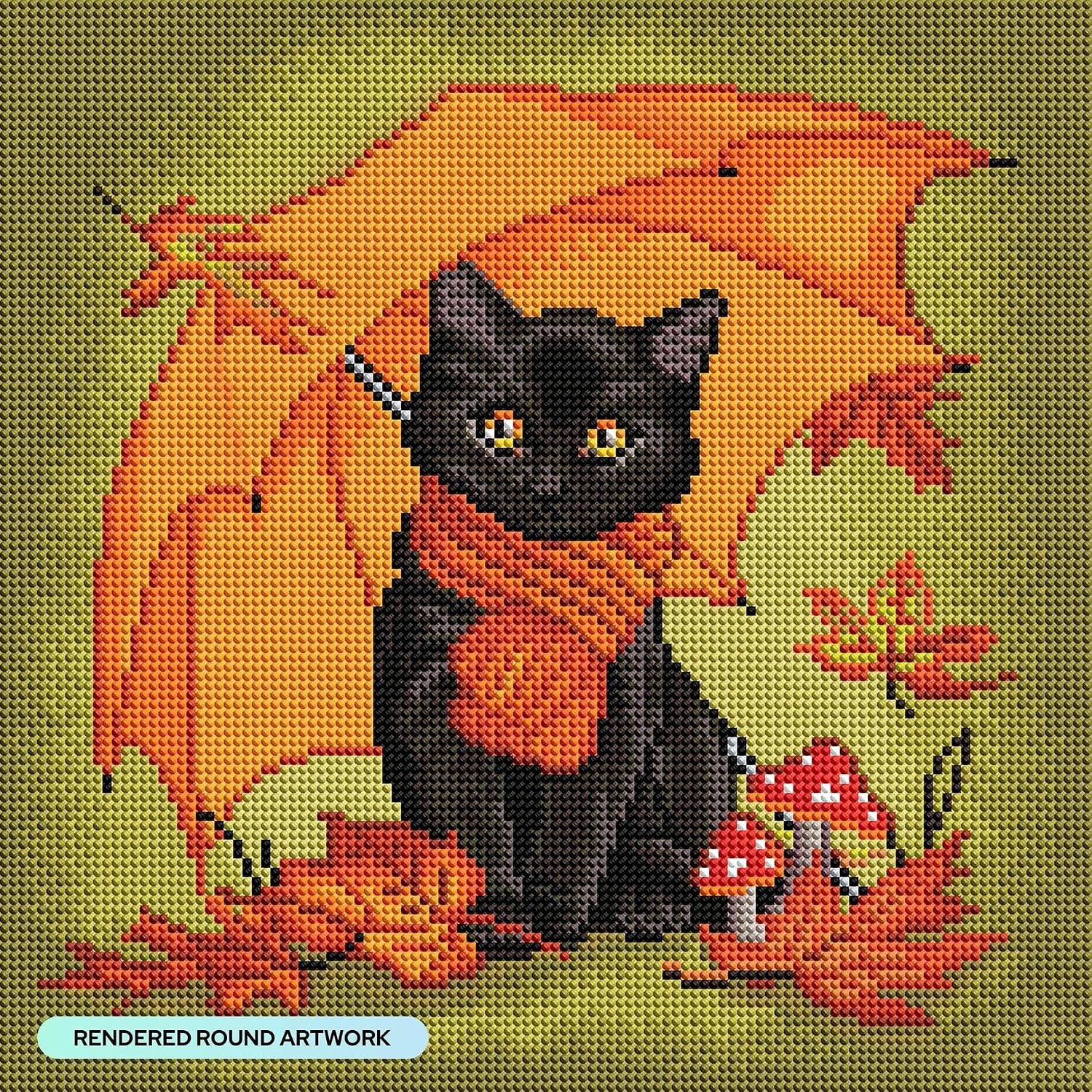 image:imageDIAMOND ART CLUB Austere Owl Diamond Art Kits for AdultsUnder My Umbrella Black Kitty