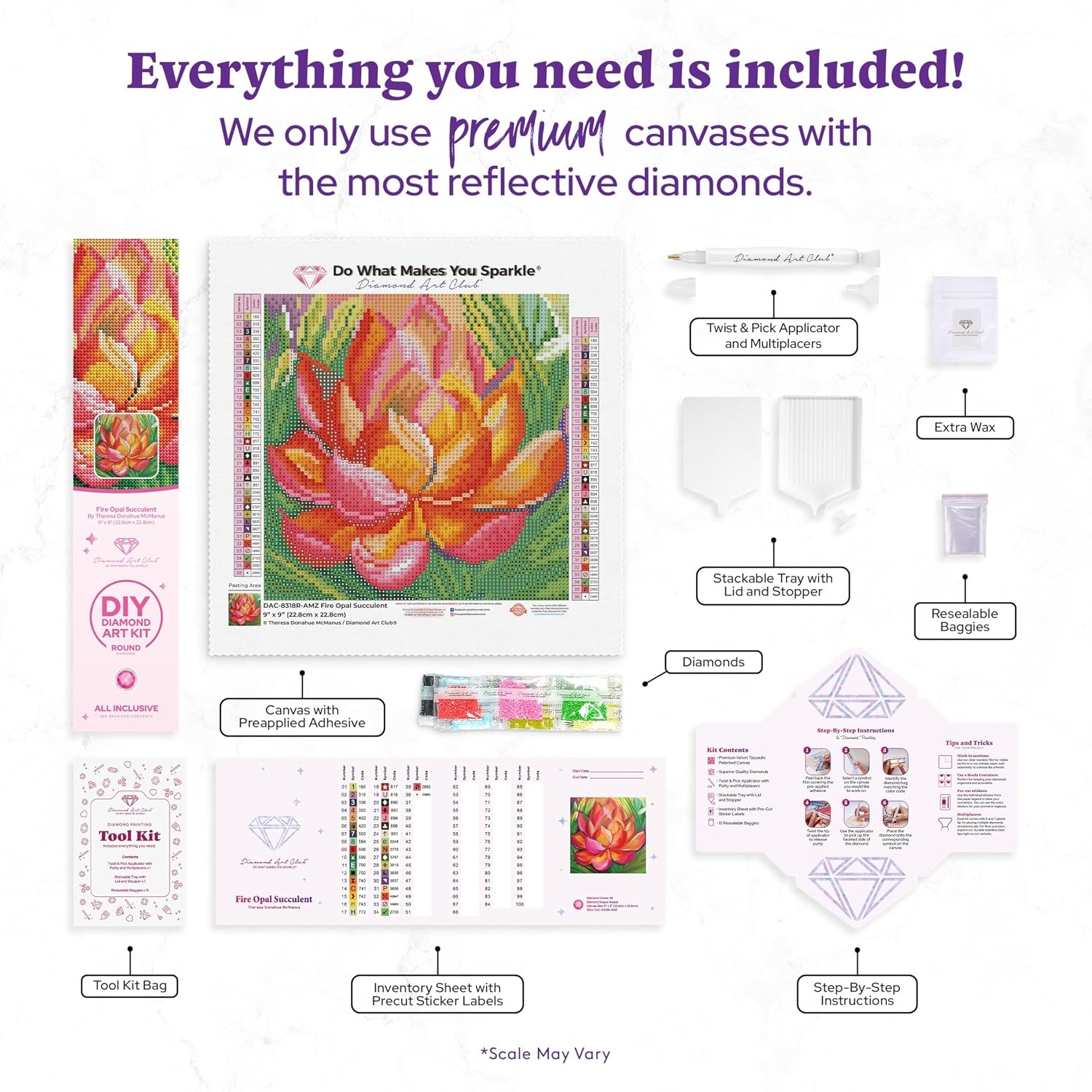 image:imageDIAMOND ART CLUB Fire Opal Succulent Diamond Art Kits for AdultsFire Opal Succulent