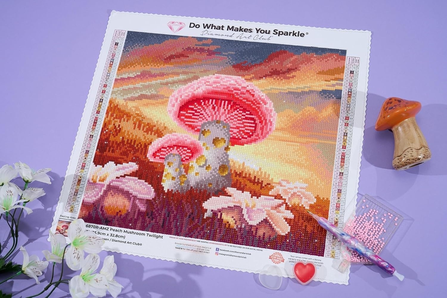 image:imageDIAMOND ART CLUB Fire Opal Succulent Diamond Art Kits for AdultsPeach Mushroom Twilight