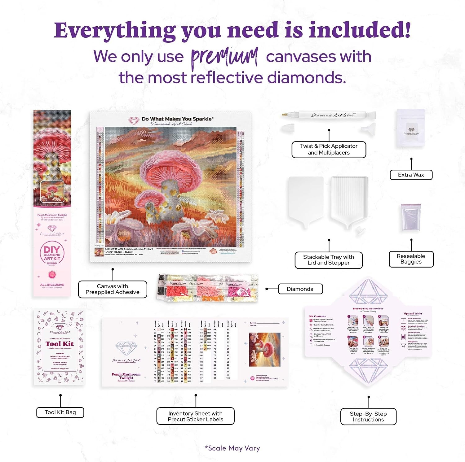 image:imageDIAMOND ART CLUB Fire Opal Succulent Diamond Art Kits for AdultsPeach Mushroom Twilight