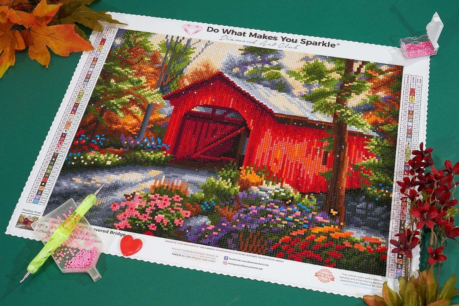 image:imageDIAMOND ART CLUB Fire Opal Succulent Diamond Art Kits for AdultsRed Covered Bridge