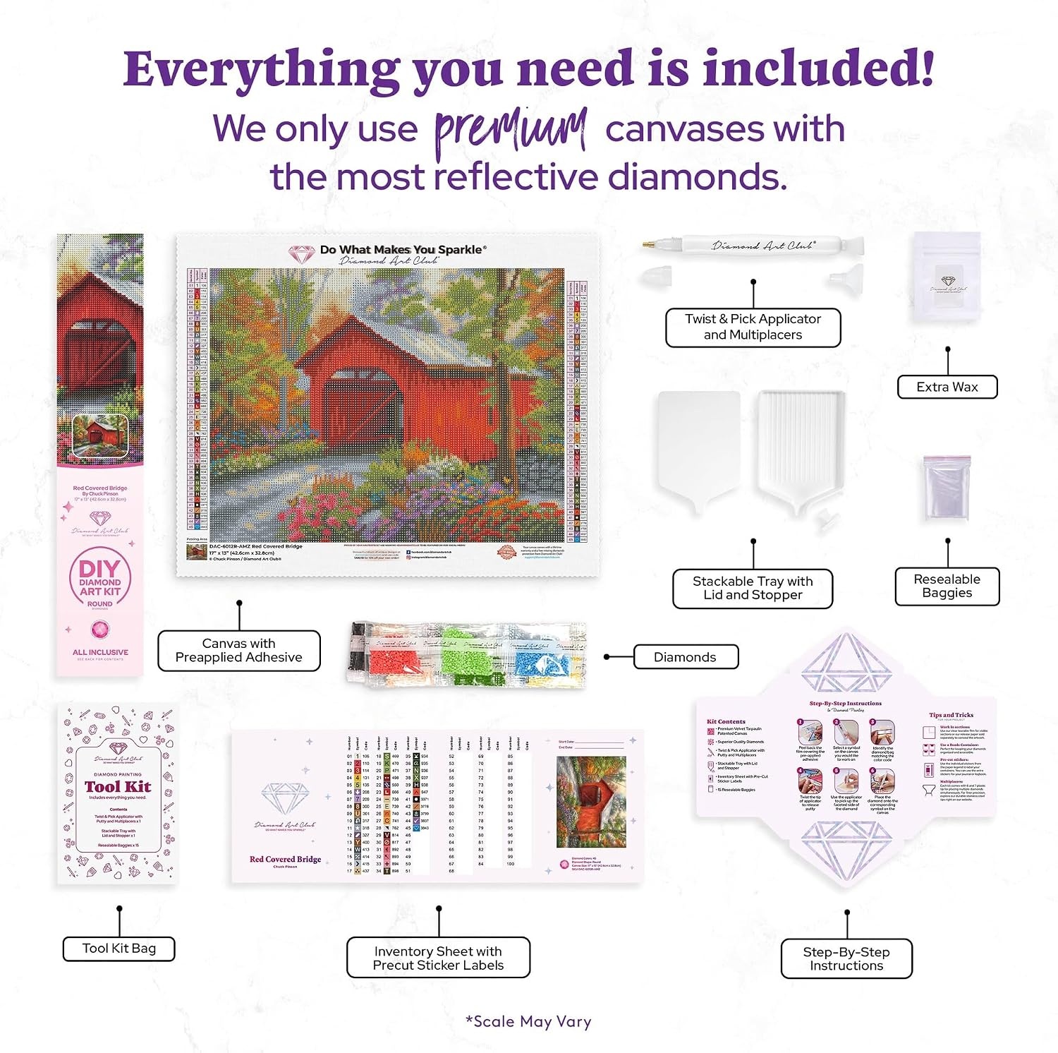 image:imageDIAMOND ART CLUB Fire Opal Succulent Diamond Art Kits for AdultsRed Covered Bridge