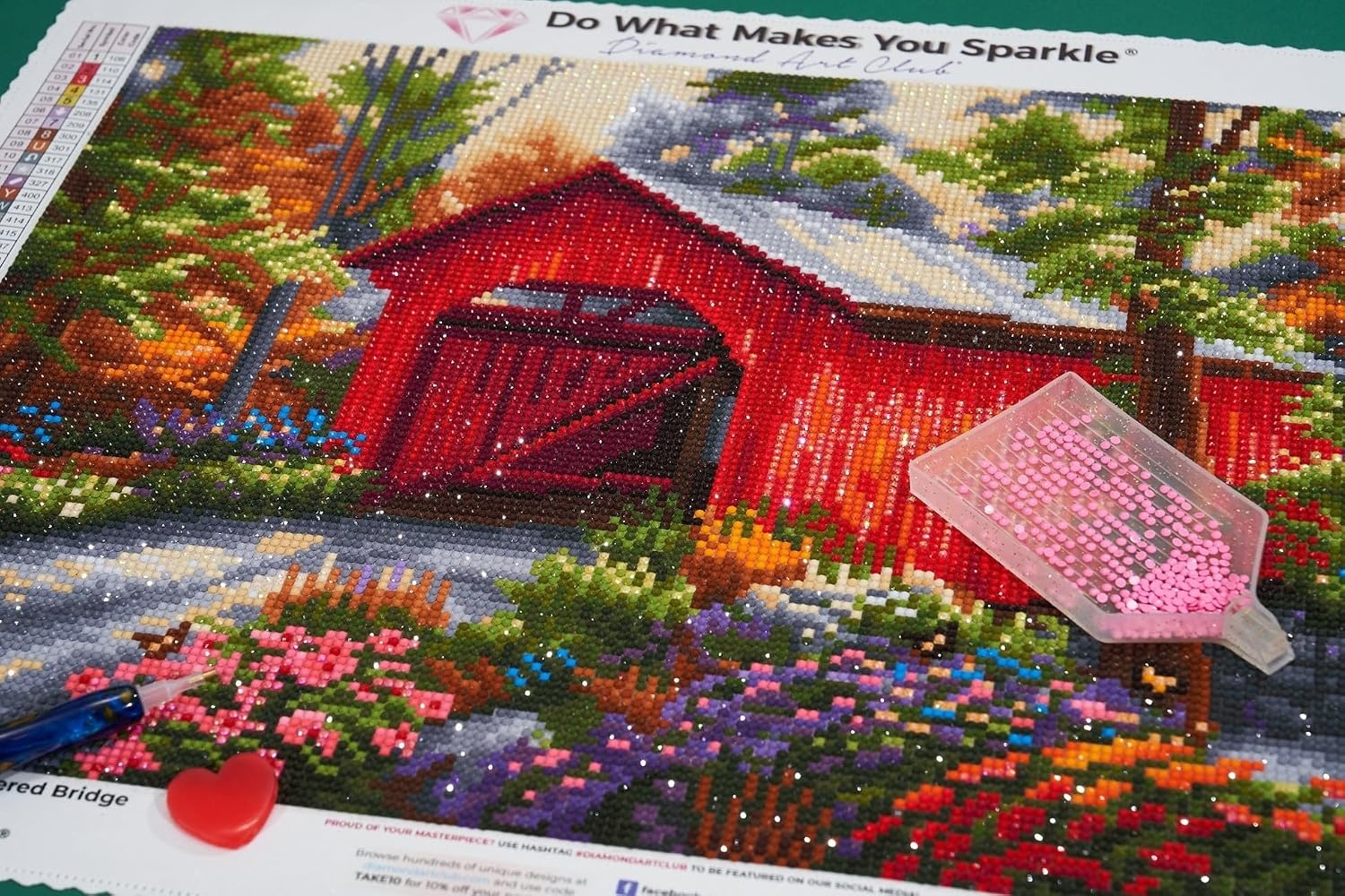 image:imageDIAMOND ART CLUB Fire Opal Succulent Diamond Art Kits for AdultsRed Covered Bridge