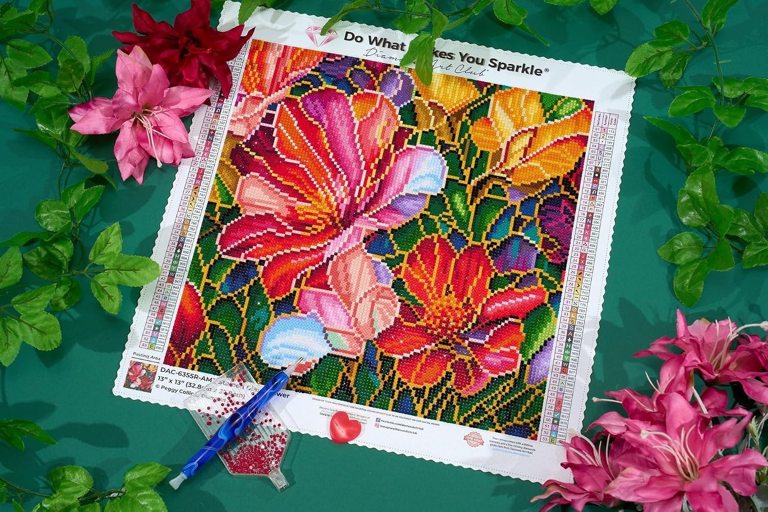 image:imageDIAMOND ART CLUB Fire Opal Succulent Diamond Art Kits for AdultsStained Glass Flower
