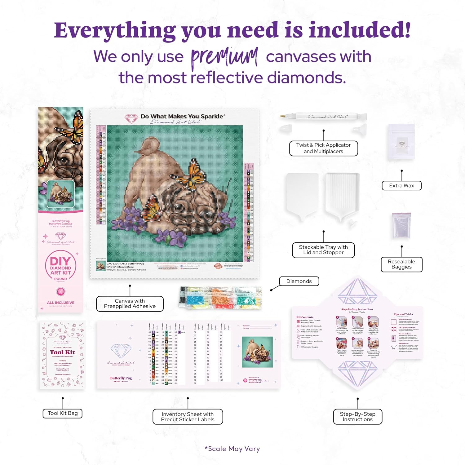 image:imageDIAMOND ART CLUB Glowing Monarch Diamond Art Kits for AdultsButterfly Pug