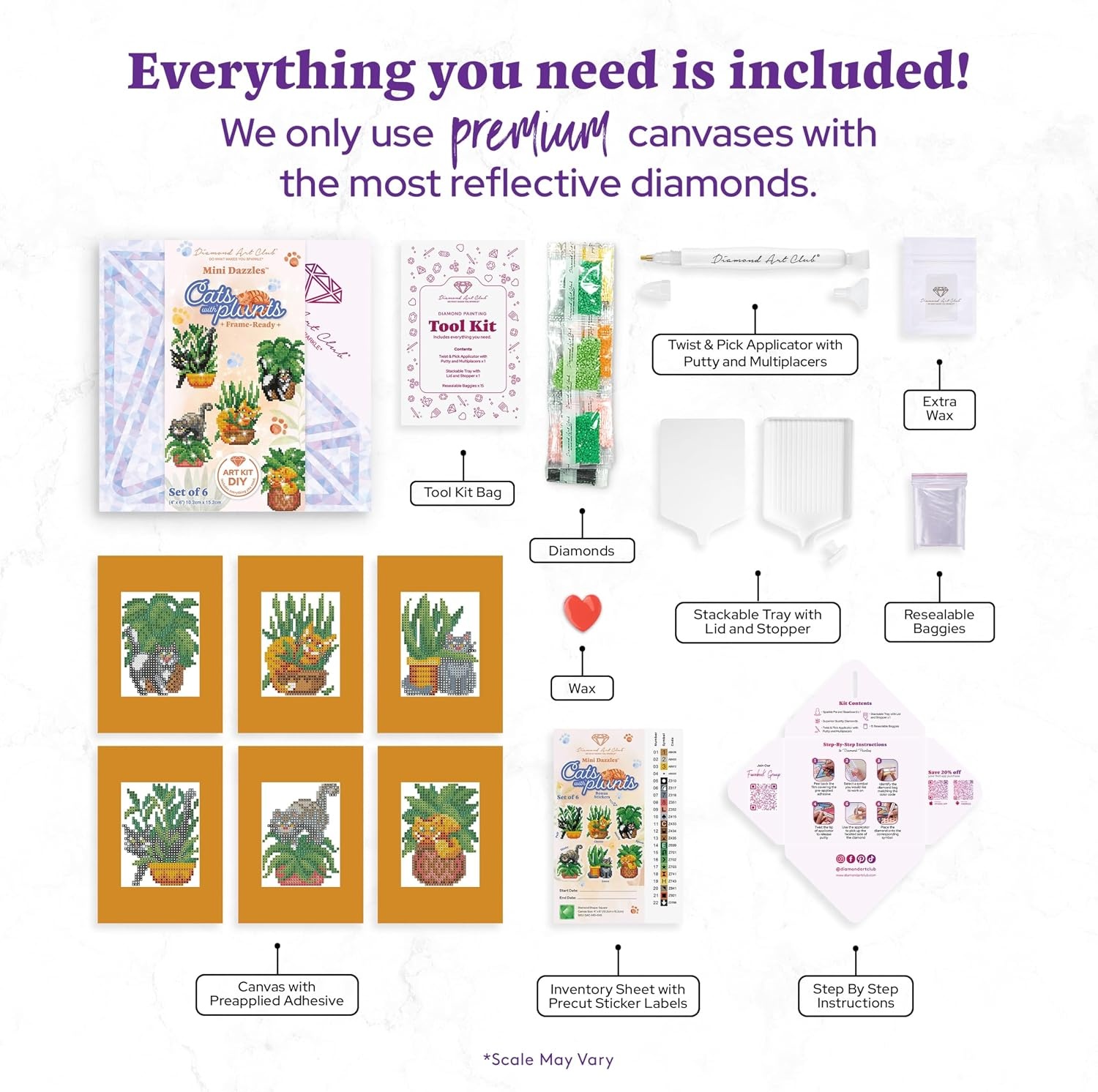 image:imageDIAMOND ART CLUB Mini Dazzles Around the World Part 2 Diamond Art KitsCats with Plants