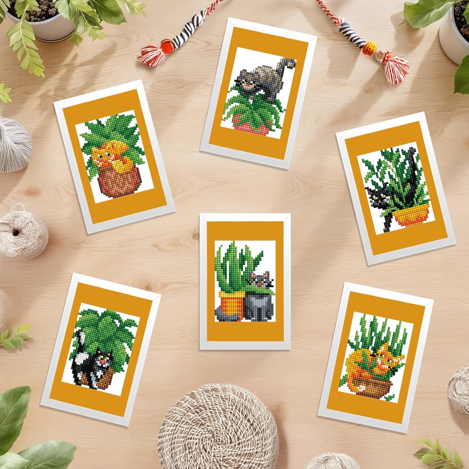image:imageDIAMOND ART CLUB Mini Dazzles Around the World Part 2 Diamond Art KitsCats with Plants