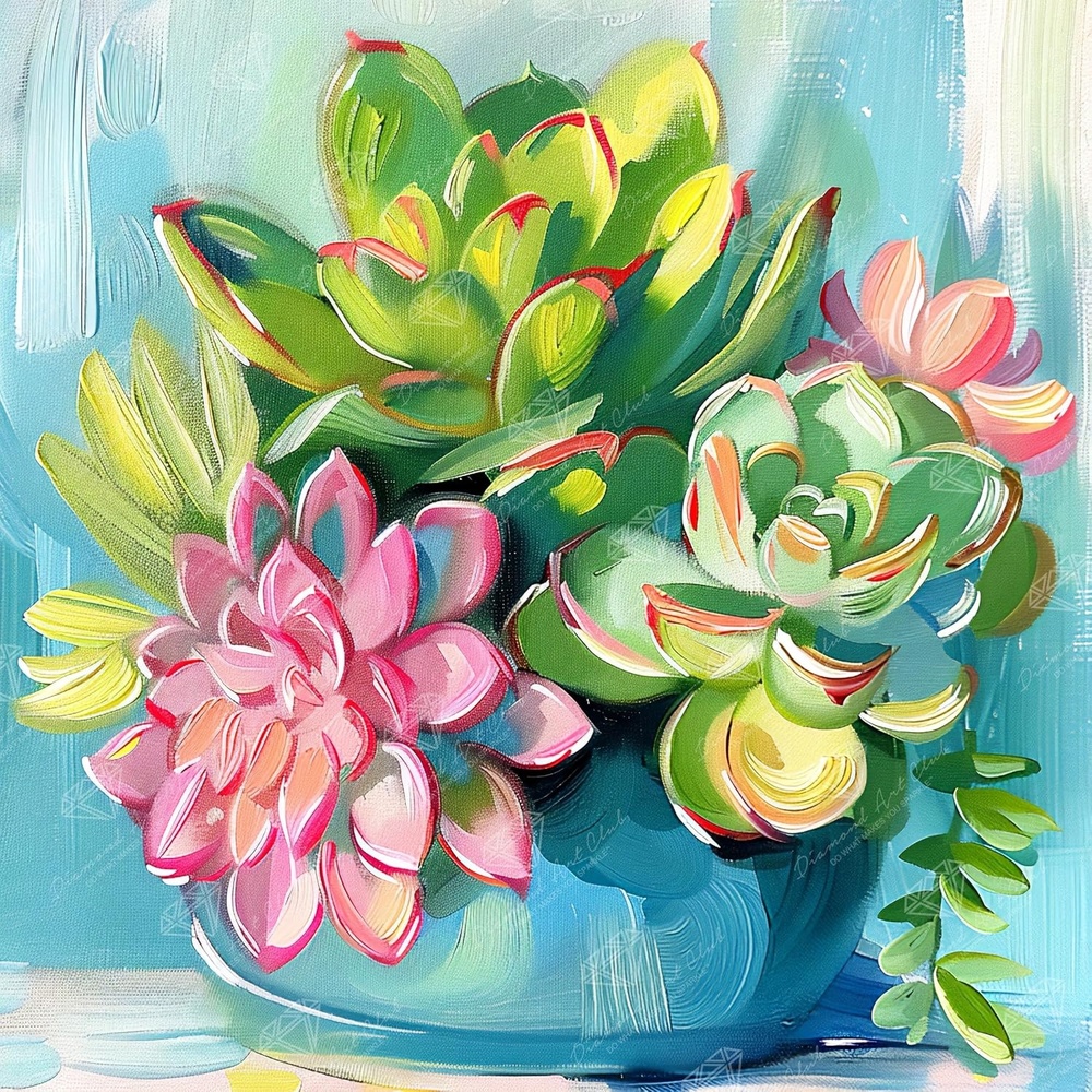 image:imageDIAMOND ART CLUB Fire Opal Succulent Diamond Art Kits for AdultsPotted Succulents