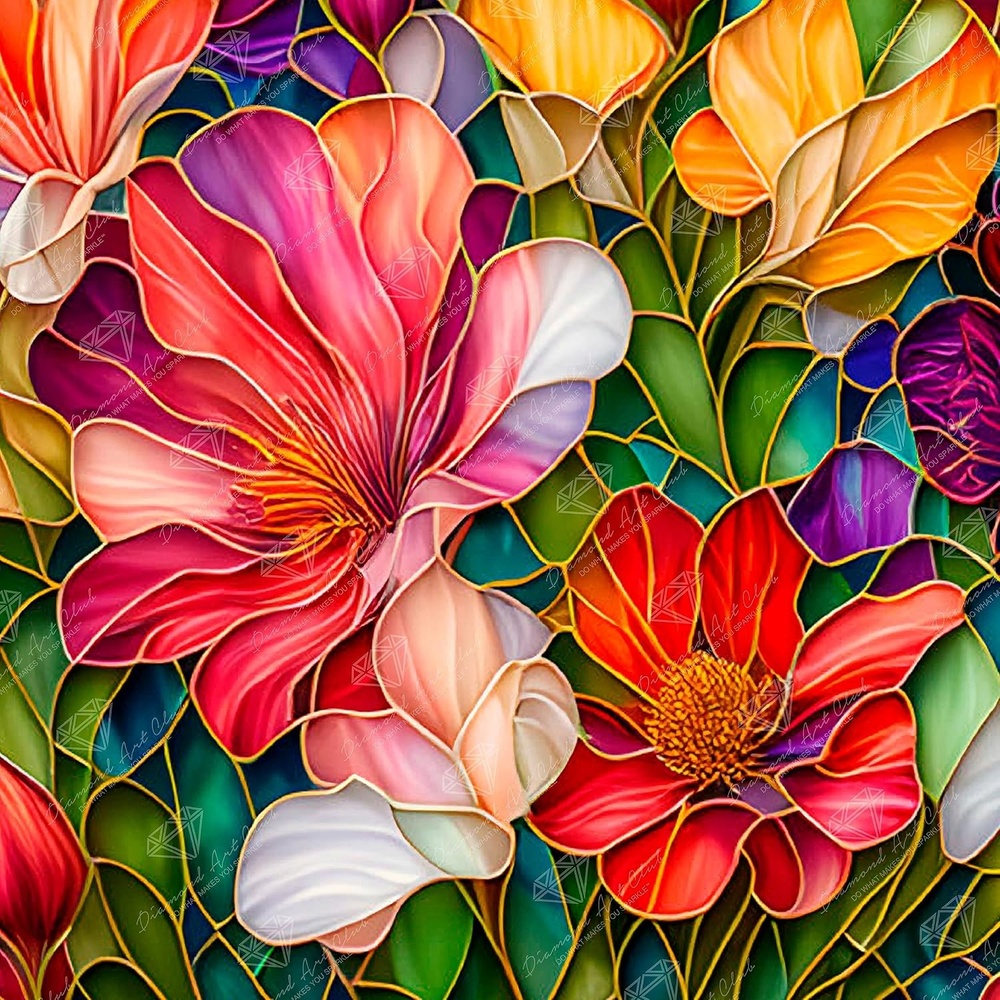 image:imageDIAMOND ART CLUB Fire Opal Succulent Diamond Art Kits for AdultsStained Glass Flower