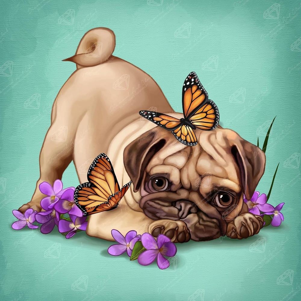 image:imageDIAMOND ART CLUB Glowing Monarch Diamond Art Kits for AdultsButterfly Pug