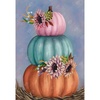 Stacked Pumpkins with Sunflowers
