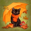 Under My Umbrella - Black Kitty