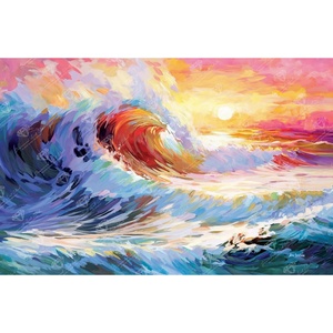 DIAMOND ART CLUB Fire Opal Succulent Diamond Art Kits for Adults(Colorful Ocean Waves)