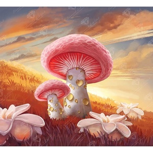 DIAMOND ART CLUB Fire Opal Succulent Diamond Art Kits for Adults(Peach Mushroom Twilight)