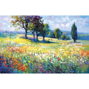 DIAMOND ART CLUB Fire Opal Succulent Diamond Art Kits for Adults(Wildflower Field with Trees in the Summer Countryside)